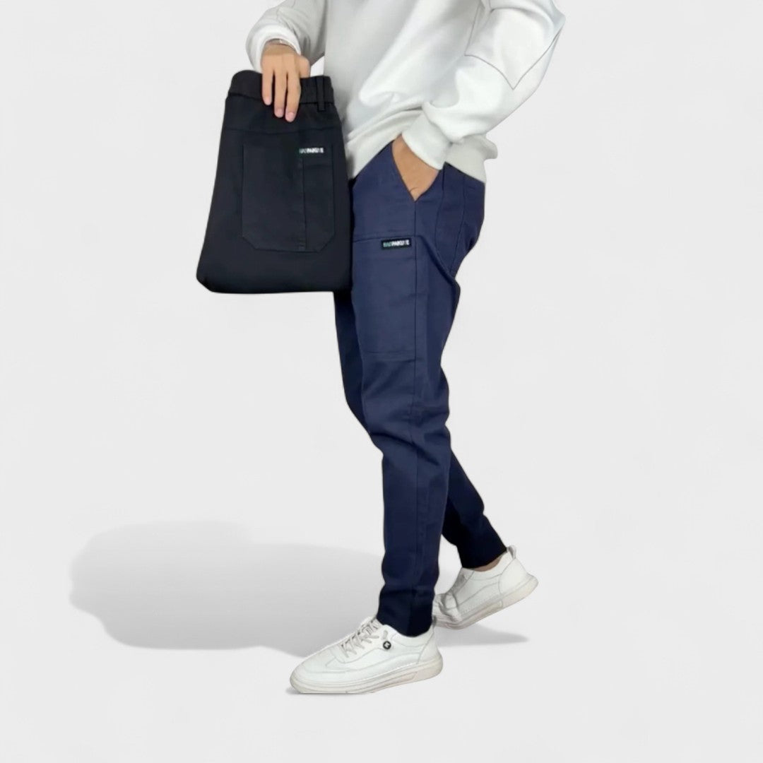 Pantalones Cargo Hombre Algodón Elásticos Corte Ajustado