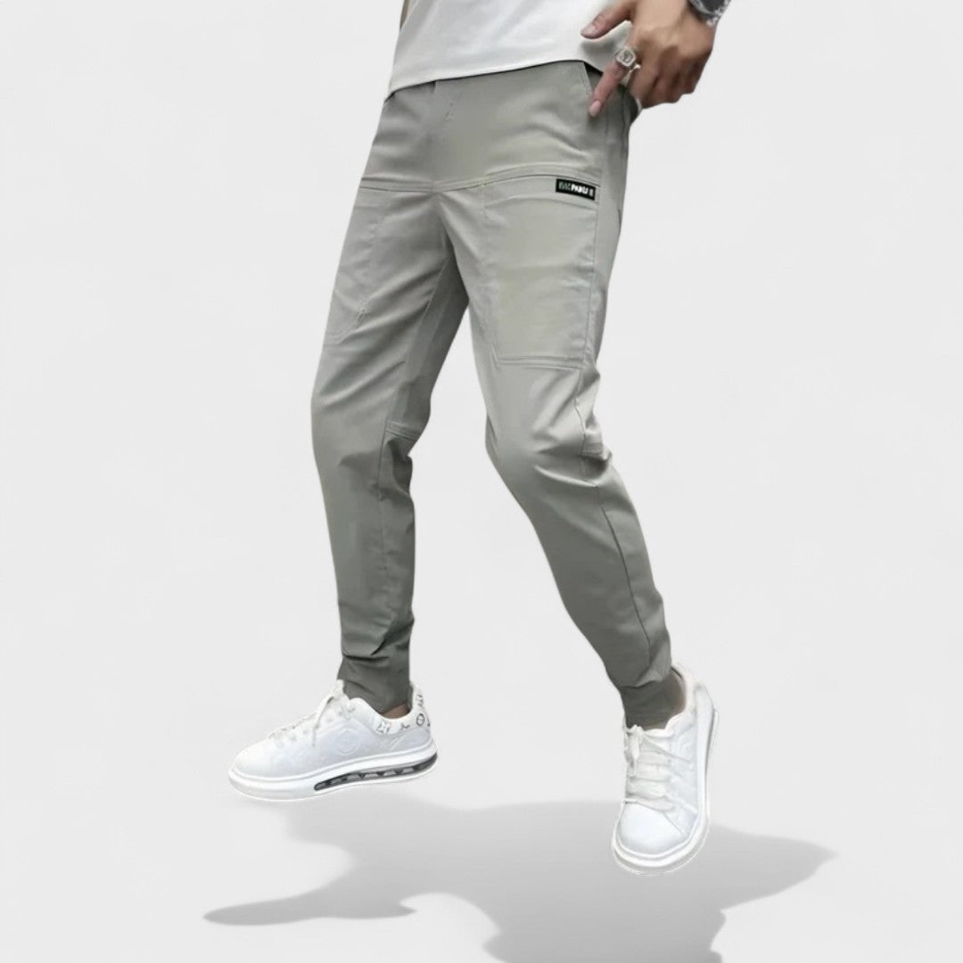 Pantalones Cargo Hombre Algodón Elásticos Corte Ajustado