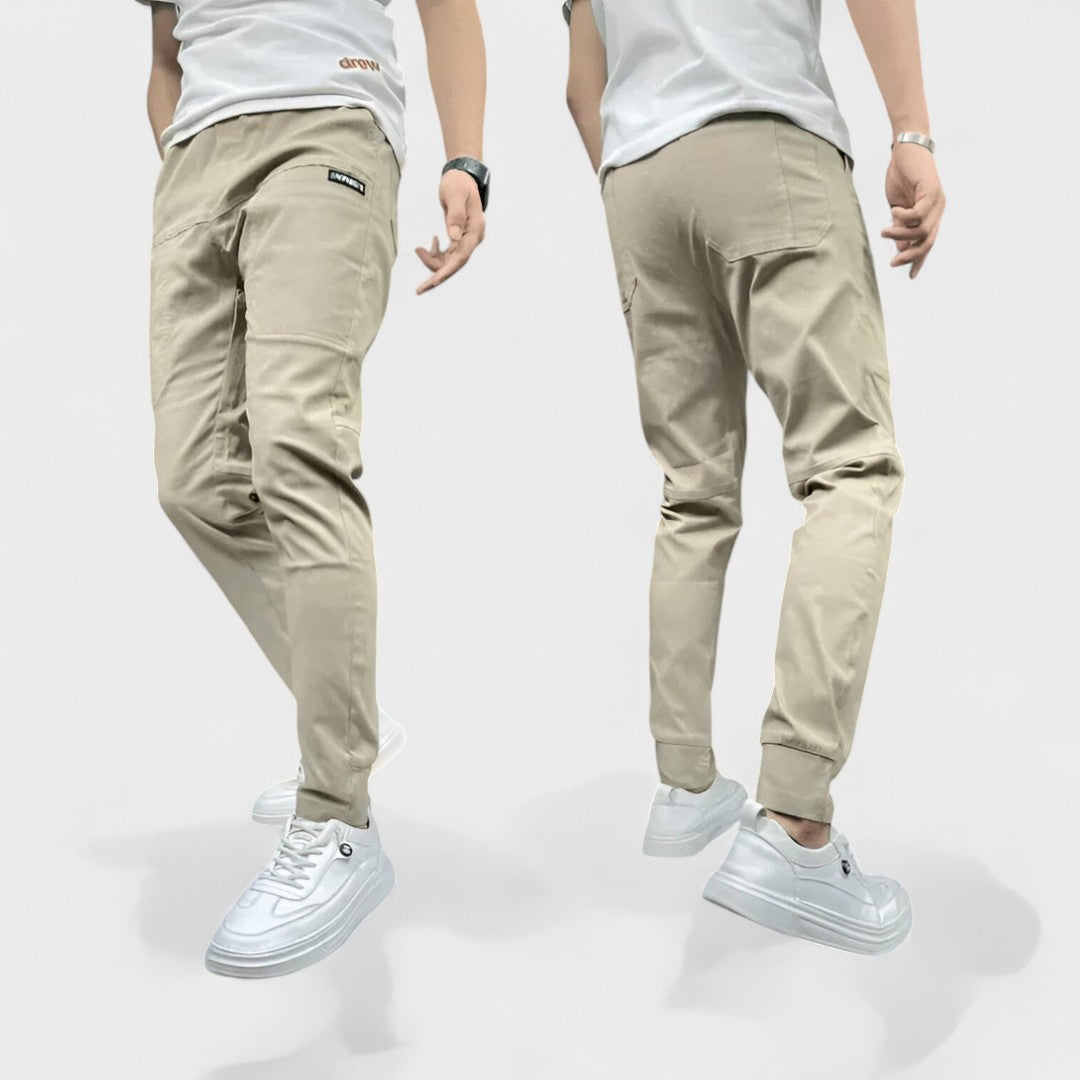 Pantalones Cargo Hombre Algodón Elásticos Corte Ajustado