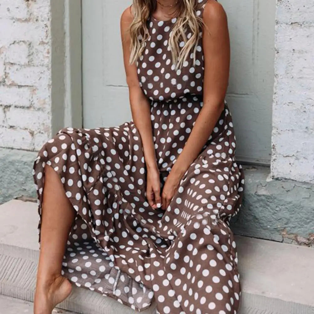 Vestido maxi mujer sin mangas estampado casual - Mavetta