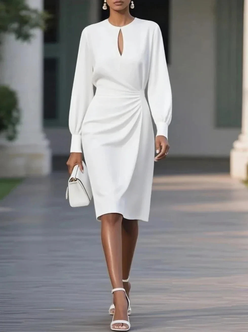 Vestido midi mujer manga larga formal