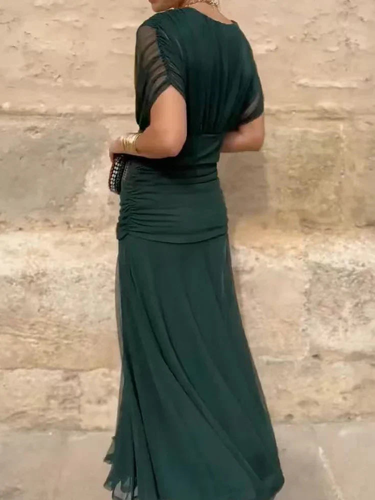 Vestido mujer escote en V cruzado falda fluida ligera