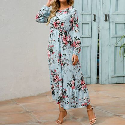 Vestido maxi mujer con manga larga estampado floral verano