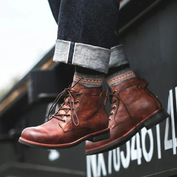 Botas altas hombre de cuero duradero estilo clásico