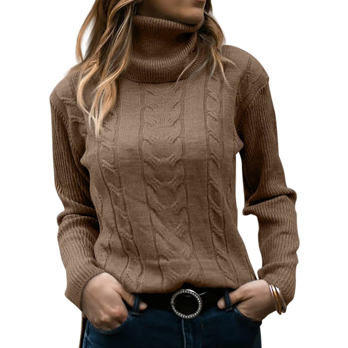 Suéter Mujer Cuello Alto Ajustado
