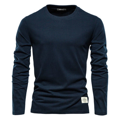 Camiseta Hombre Manga Larga Algodón Cuello Redondo