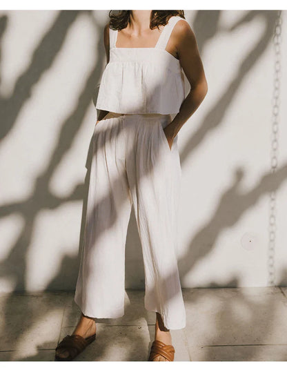 Culottes Mujer de Lino Talle Alto y Pliegues Frontales