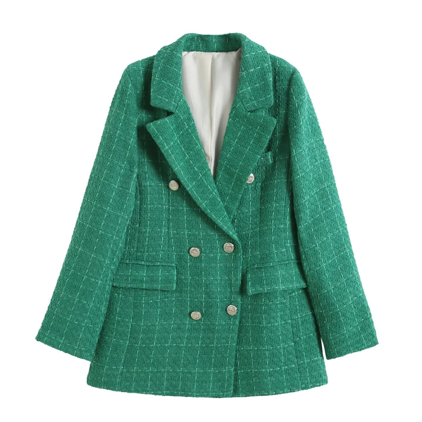 Blazer Mujer Cruzado Detalles Texturizados Ajuste Slim