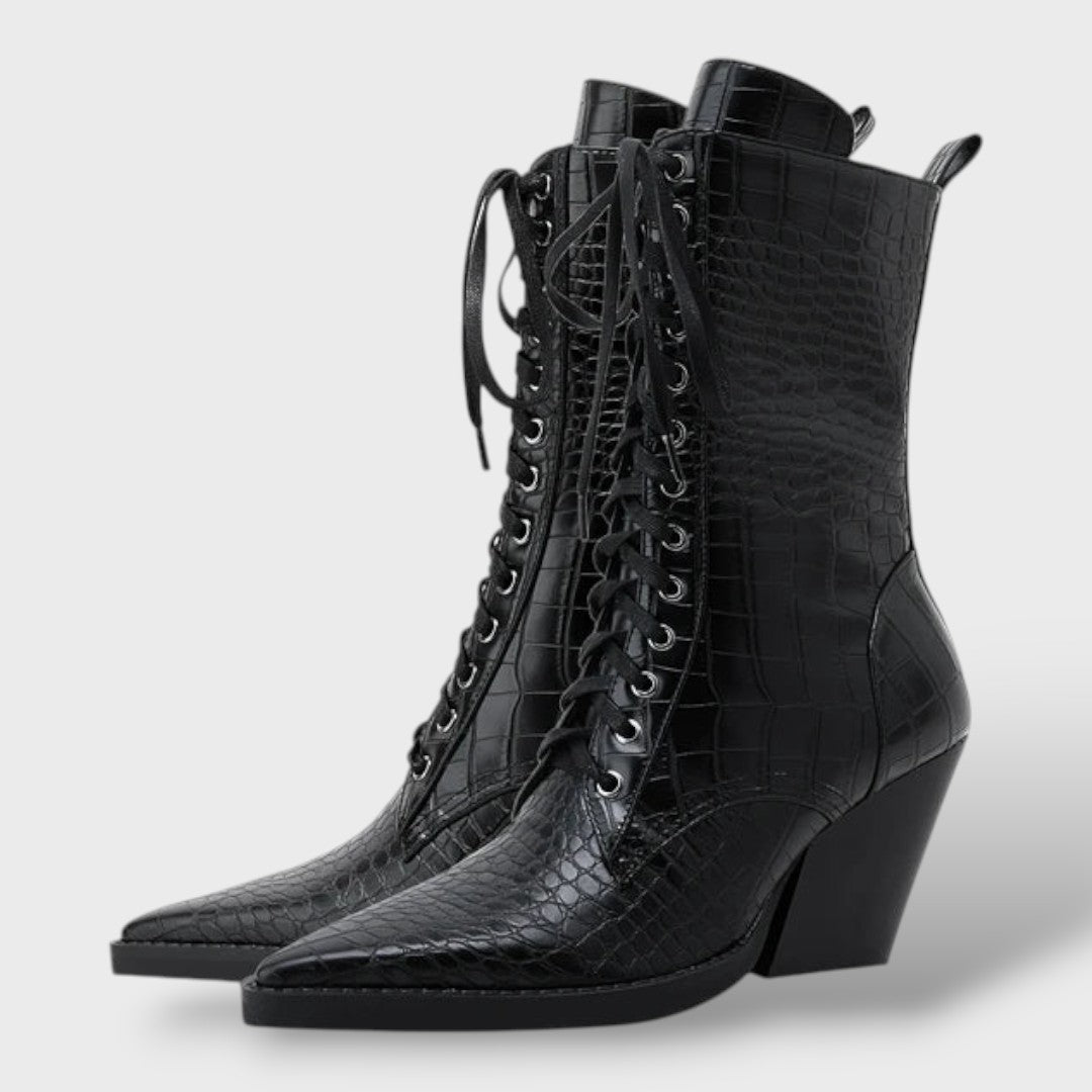 Botas Mujer Estilo Cowboy con Cordones