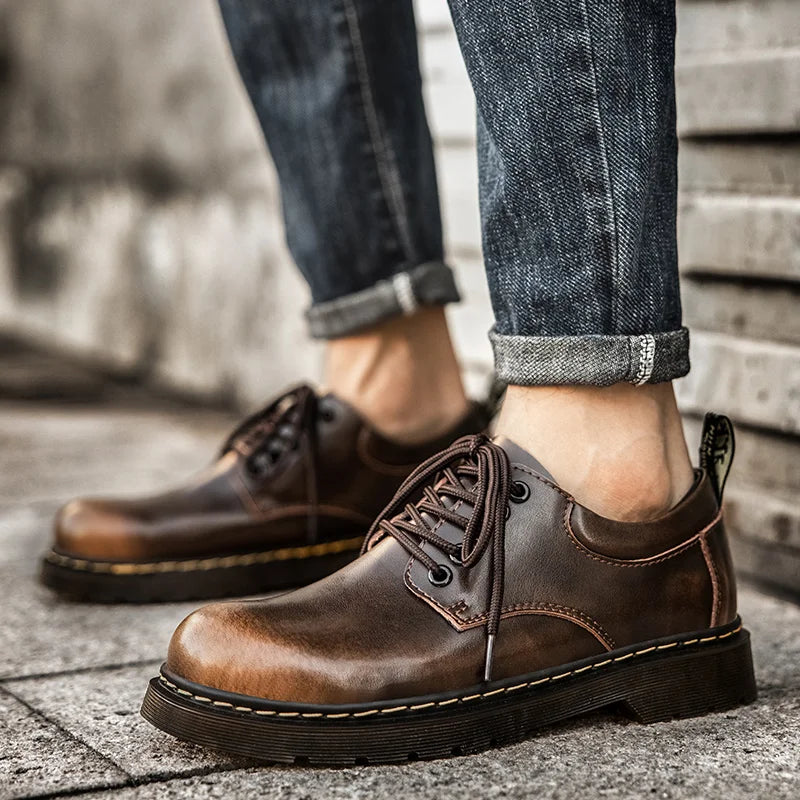 Botines hombre de cuero con cordones estilo clásico cómodo