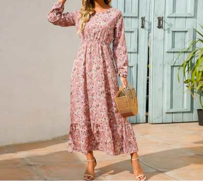 Vestido maxi mujer con manga larga estampado floral verano