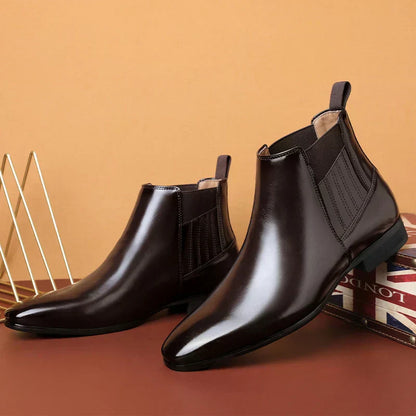 Botines hombre de cuero sintético sin cordones estilo formal