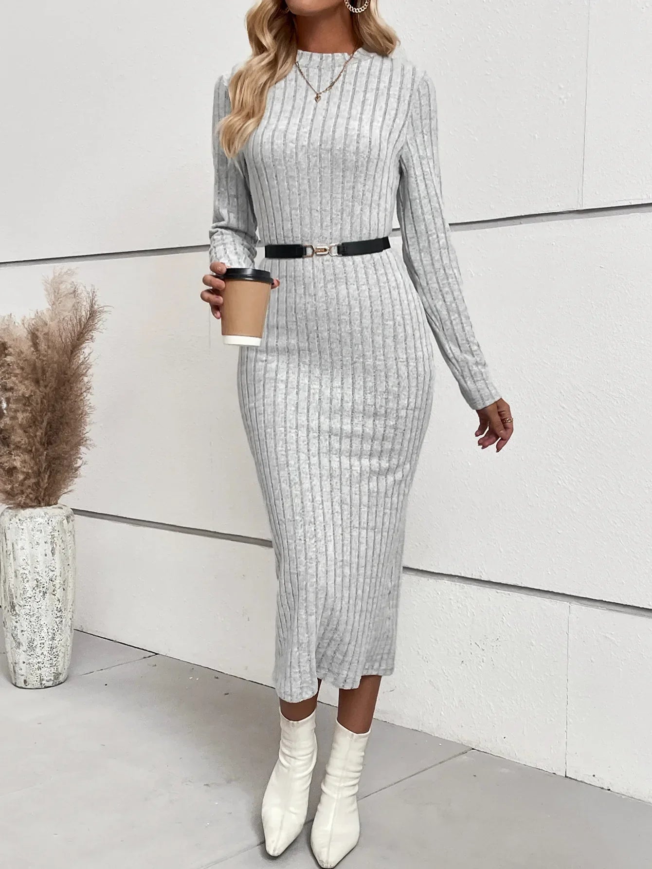 Vestido Suéter Mujer de Punto Ajustado