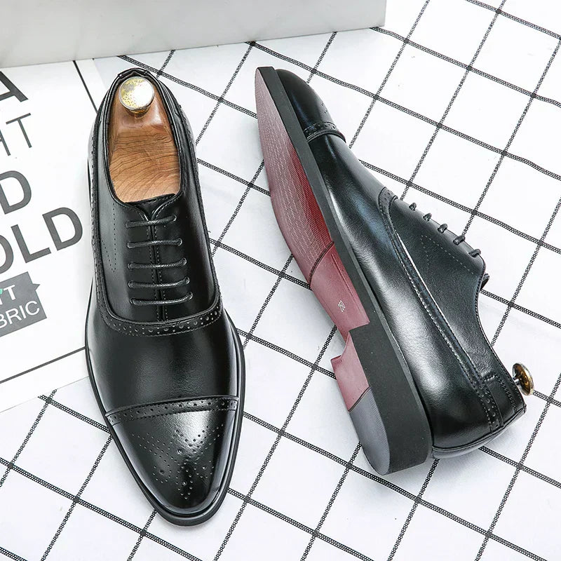 Zapatos Hombre Brogue de Cuero Elegantes