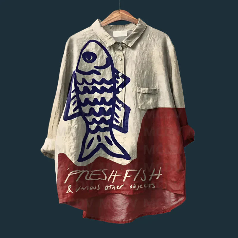 Blusa Mujer Estampada Manga Larga Casual