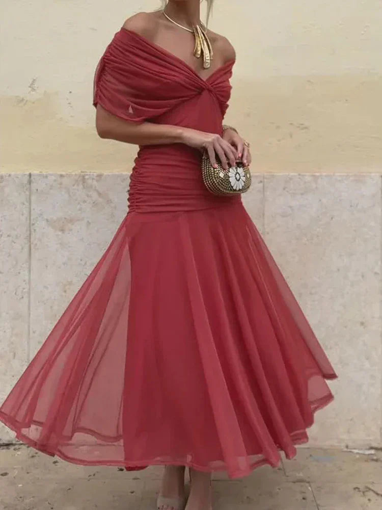 Vestido mujer escote en V cruzado falda fluida ligera