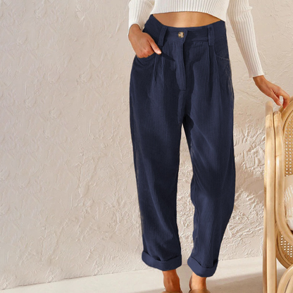 Pantalón Mujer de Pana Cintura Alta Ajustado