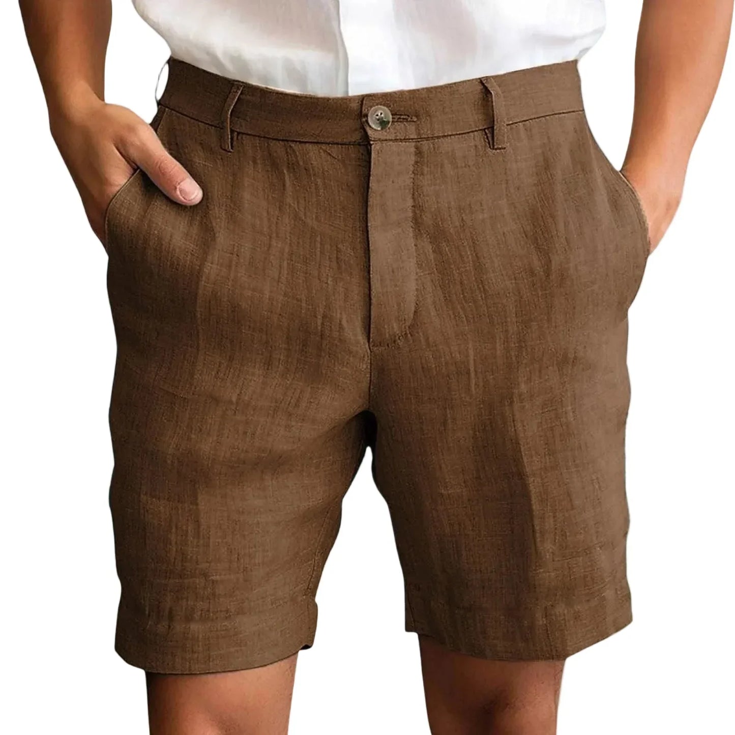 Pantalones cortos hombre de lino cómodos estilo moderno