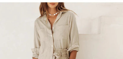 Pantalones Mujer de Lino Pierna Ancha Cintura Elástica Lazo