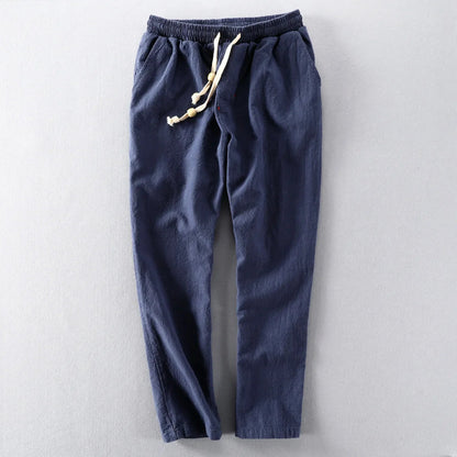 Pantalones Hombre de Lino Corte Recto Cintura Elástica Ajustable - Mavetta
