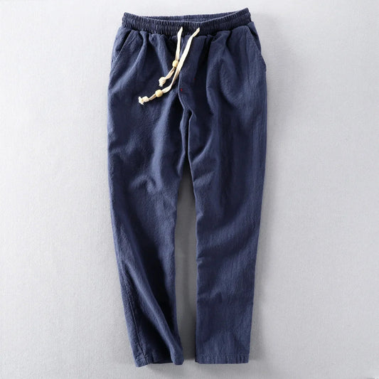 Pantalones Hombre de Lino Corte Recto Cintura Elástica Ajustable - Mavetta