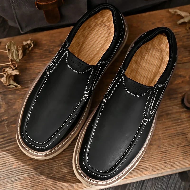 Zapatos Hombre Mocasín Cuero PU Suela Goma Trabajo