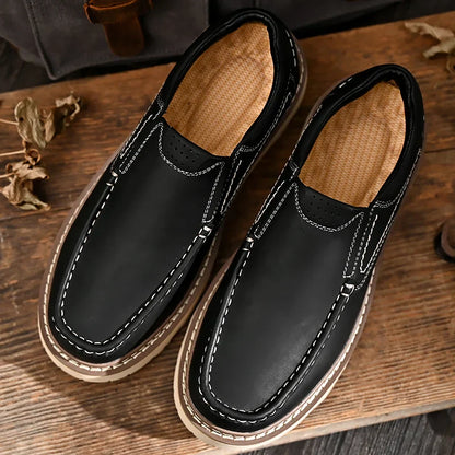 Zapatos Hombre Mocasín Cuero PU Suela Goma Trabajo