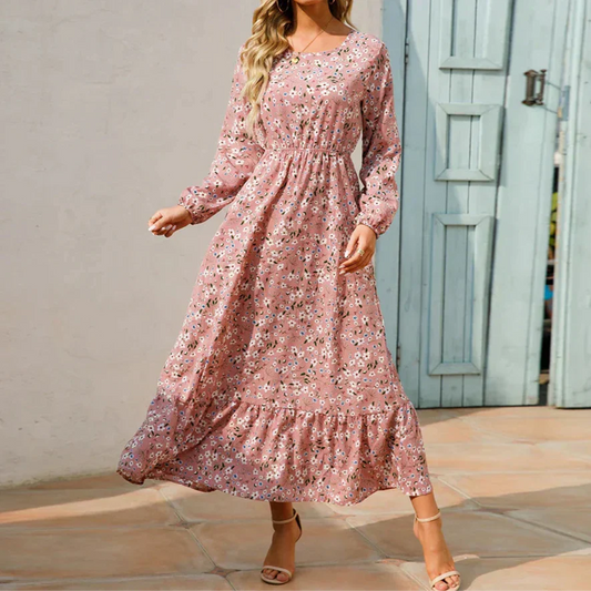 Vestido maxi mujer con manga larga estampado floral verano - Mavetta