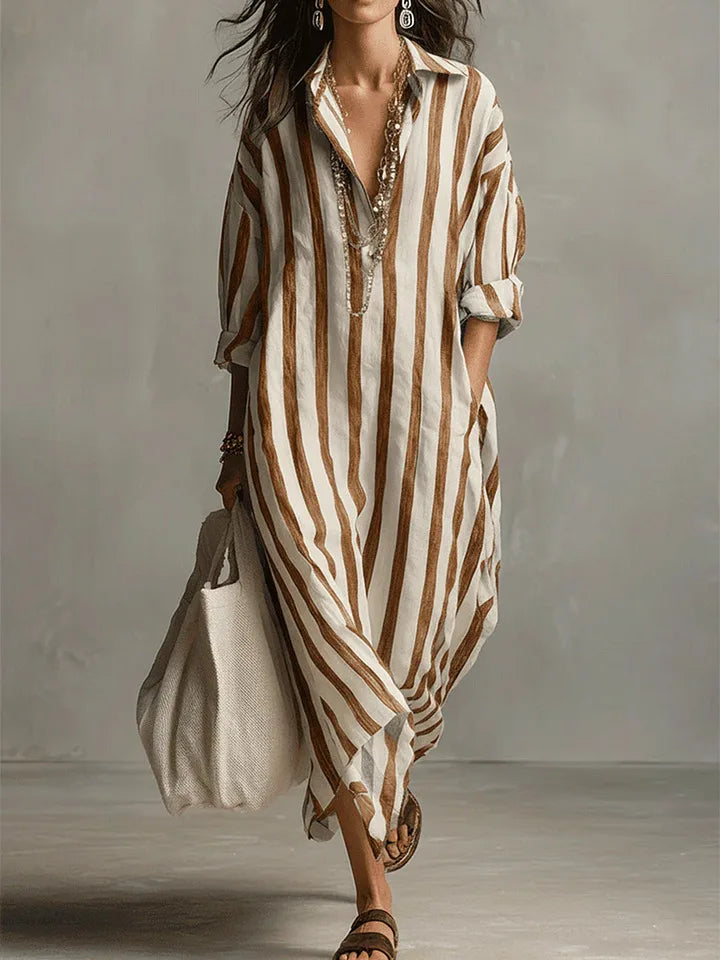 Vestido Camisero Mujer Algodón Corte Largo Fluido