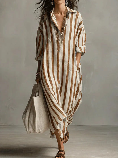 Vestido Camisero Mujer Algodón Corte Largo Fluido