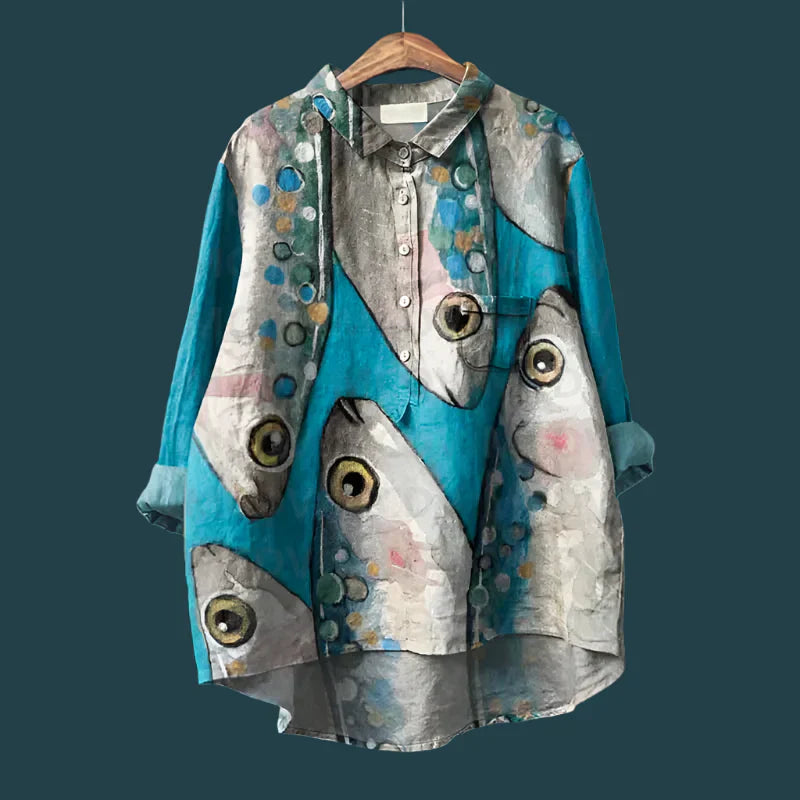 Blusa Mujer Estampada Manga Larga Casual