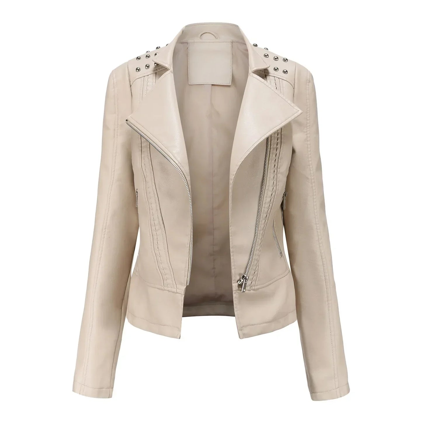 Chaqueta Mujer de Cuero Ajuste Slim Estilo Moderno