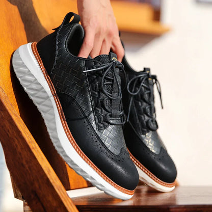 Zapatos Brogue Hombre Cuero Sintético Suela Gruesa Cordones