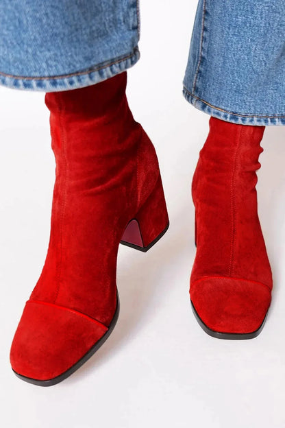 Botines Mujer de Ante Tacón Medio Comodos