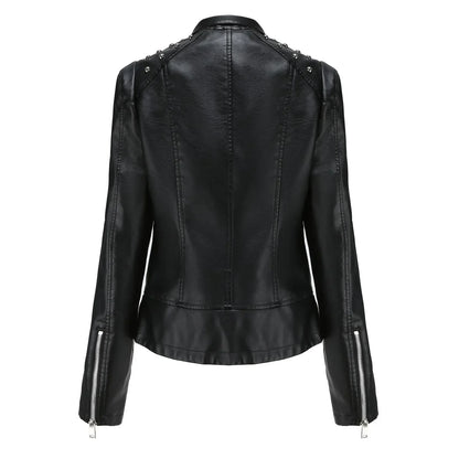 Chaqueta Mujer de Cuero Ajuste Slim Estilo Moderno