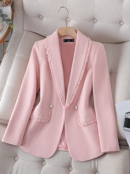 Blazer Mujer Tela Texturizada Flecos Ajuste Estiloso