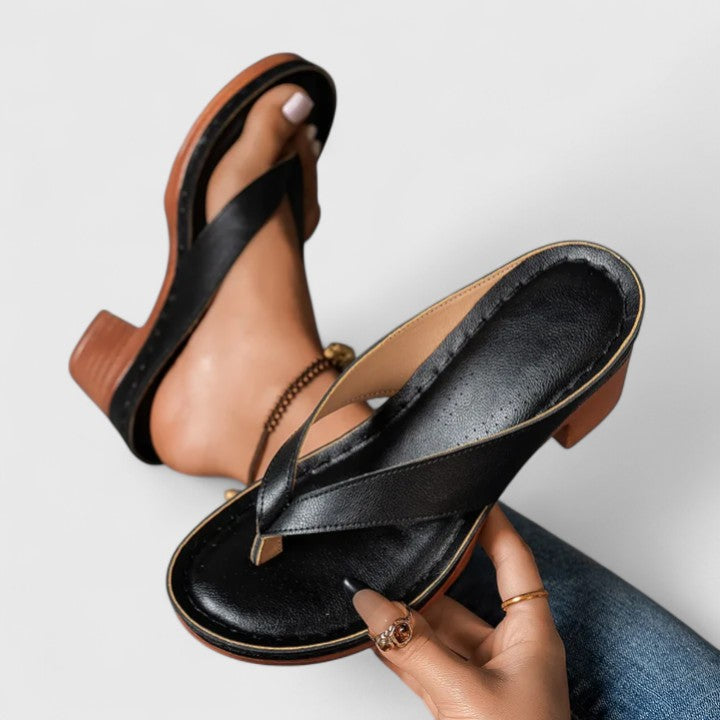 Sandalias Mujer de Cuero Tacón Ortopédico Soporte Ergonómico