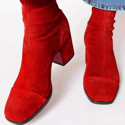 Botines Mujer de Ante Tacón Medio Comodos