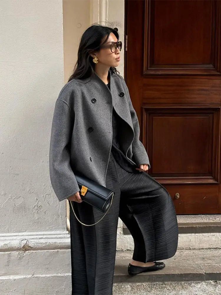 Abrigo Invierno Mujer Doble Botonadura Oversize