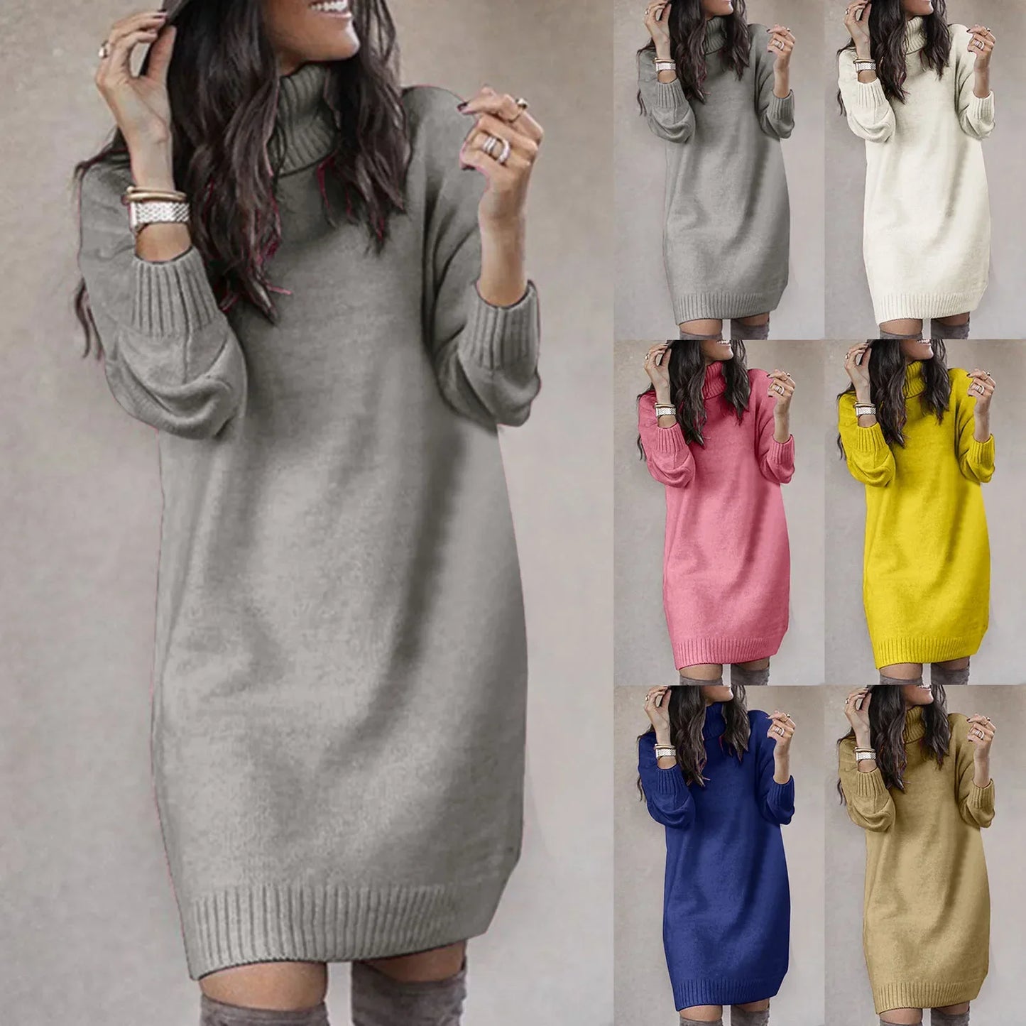 Vestido Suéter Mujer Casual Tejido Invierno - Mavetta