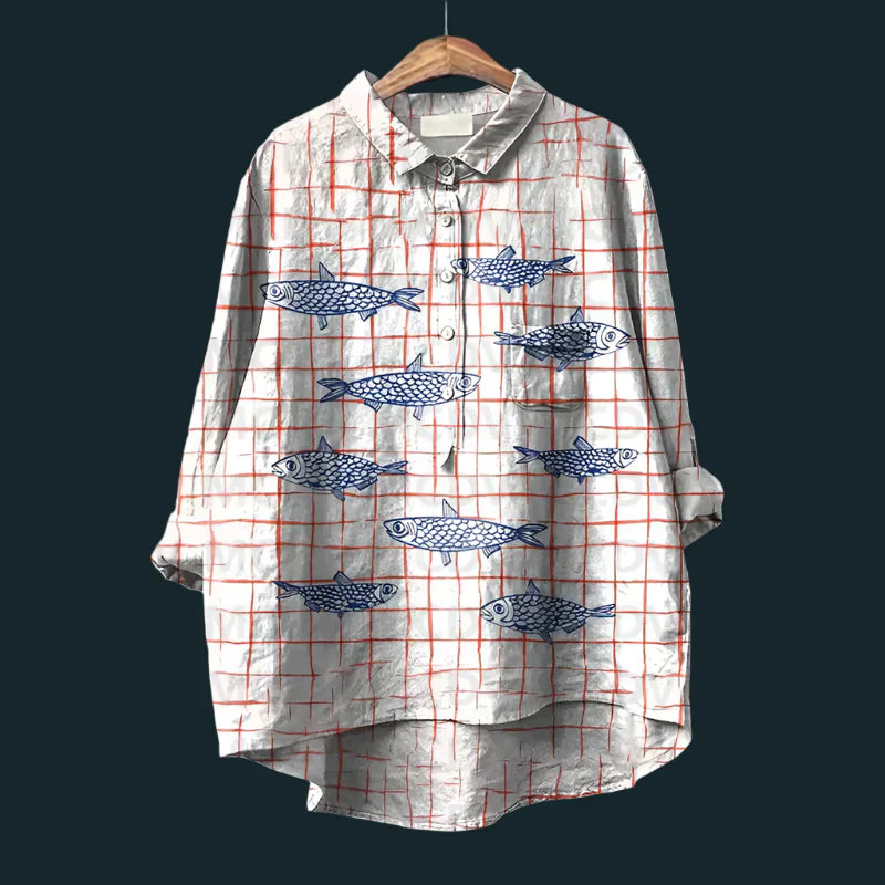 Blusa Mujer Estampada Manga Larga Casual
