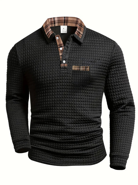 Polo hombre manga larga texturizado estilo urbano cómodo - Mavetta