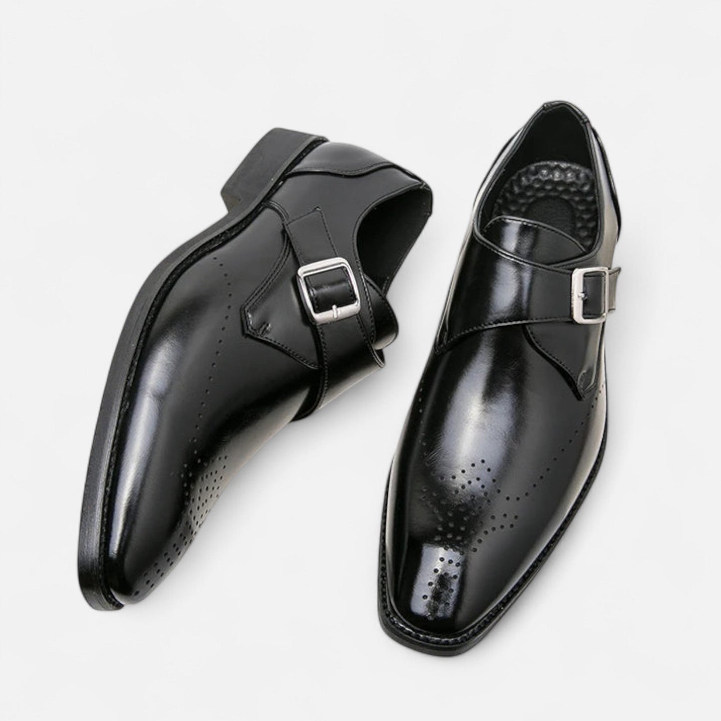 Zapatos Monk Strap Hombre Puntera Perforada Estilo Ashford