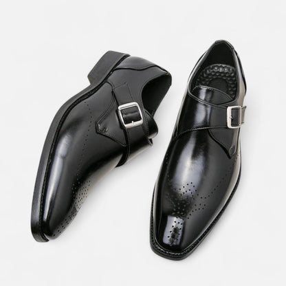 Zapatos Monk Strap Hombre Puntera Perforada Estilo Ashford