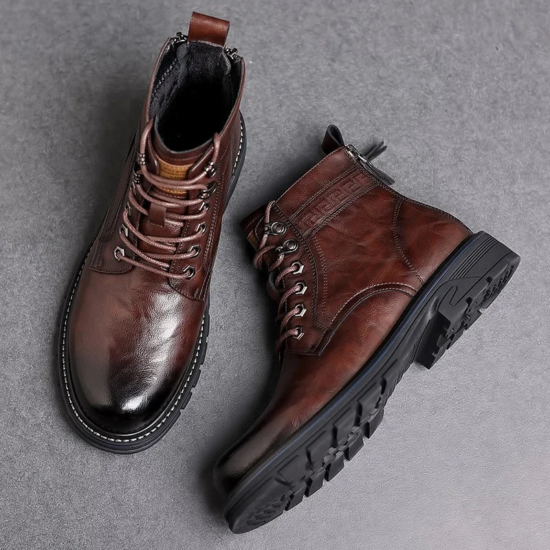 Botines hombre de piel con cordones estilo oficina elegante - Mavetta