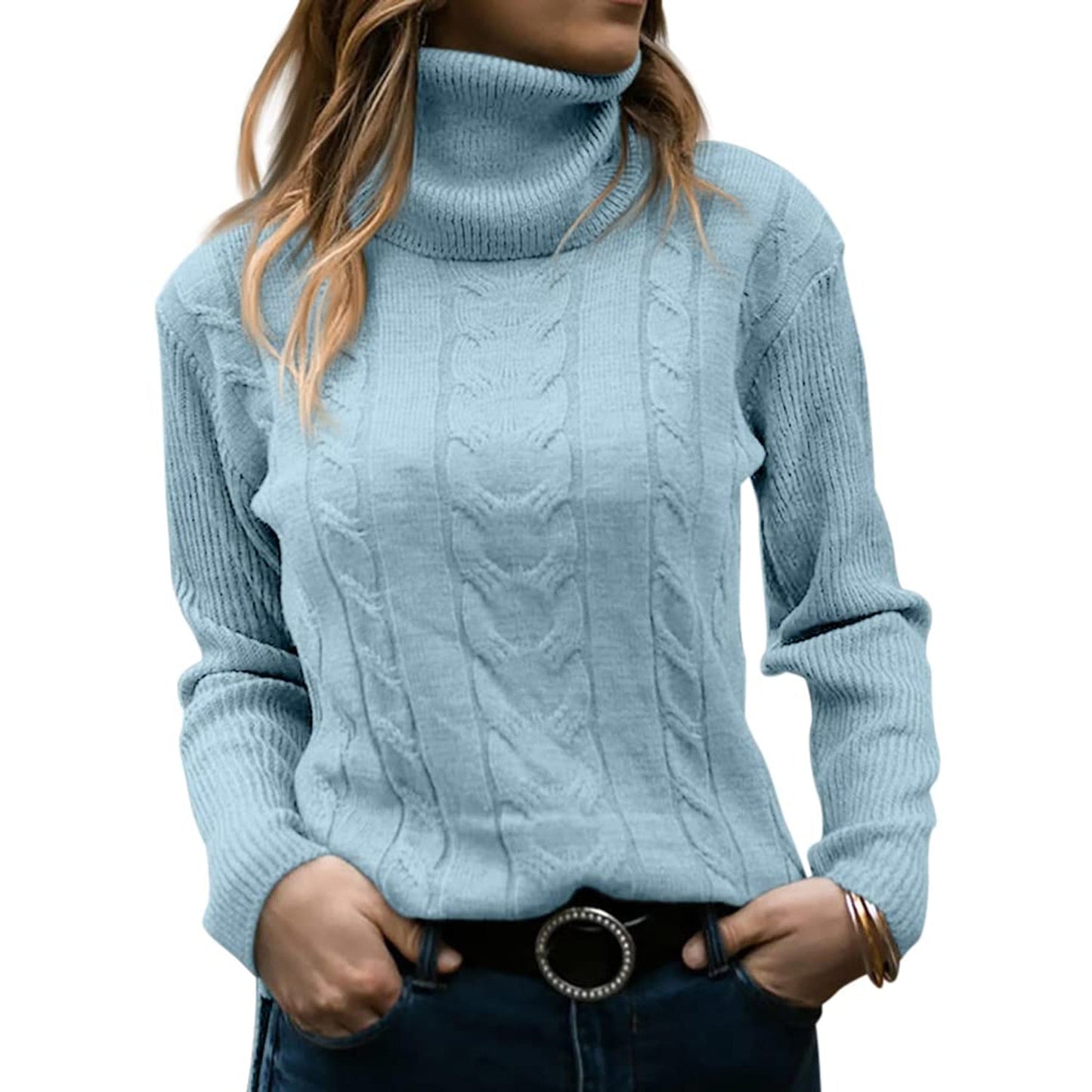 Suéter Mujer Cuello Alto Ajustado