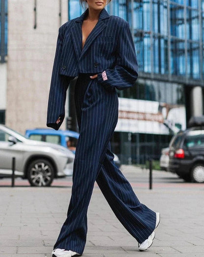 Conjunto Mujer Blazer y Pantalón Rayas Elegante
