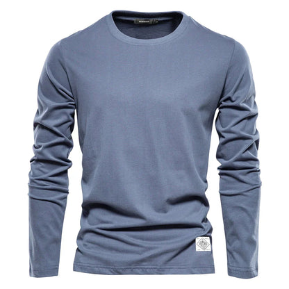 Camiseta Hombre Manga Larga Algodón Cuello Redondo
