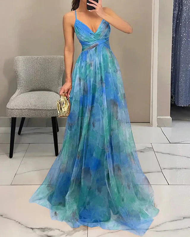 Vestido maxi mujer de tela ligera estampado floral primaveral