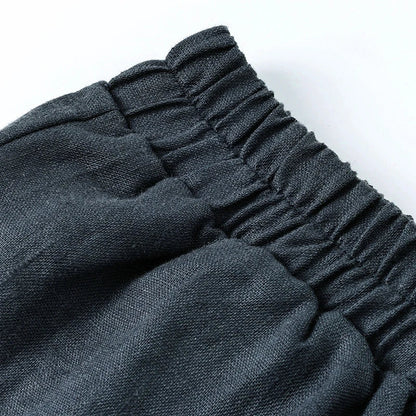 Pantalones Mujer de Lino Pierna Ancha Cintura Elástica Corte Tobillo